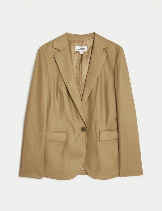 Linen Blend Single Breasted Blazer